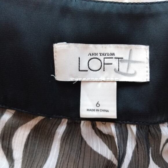 Ann Taylor Loft Zebra Print Sheer Blouse Sz 6 Square Neck Career Romantic - Picture 6 of 9